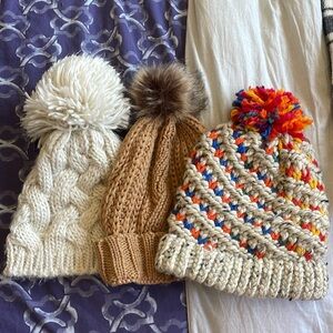 Knit Beanie Bundle! 3 winter hats (one is handmade).